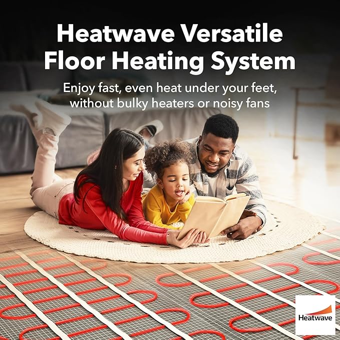 Electric Heated Floor System, 160 Sqft 240V Underfloor Electric Heating System, Heated Floor Mat, Radiant Heaters for Indoor Use, Heating Mat with 7-Day/4 Event Programmable GFCI Thermostat