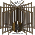 LZRS 3-Panel Wooden Free Standing Foldable Dog Gate Indoor – 24" High,Step-Over Safety Pet Gate for Doorways, Stairs, Hallways, Indoor Dog Barrier for Small to Medium Dogs & Puppies, Walnut