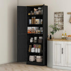 HOMCOM 67" Freestanding Kitchen Pantry, 4-Door Storage Cabinet Organizer with Adjustable Shelves, Kitchen Cabinet with Doors and Shelves, Distressed Black