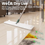 JOYMOOP Commercial Mop and Bucket Set, 17.7-inch Dust Mops for Floor Cleaning, Flat Mop Bucket with Wringer, Include 3 Reusable Microfiber Mop Pads - Forest Green