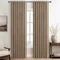 RustBrown Black Out 92 Inch Long Boho Curtains 2 Panel Set, Farmhouse Curtains for Living Room Darkening/Thermal/Noise Reduction Textured Flax Linen Drape Hook&Ring Included Chocolate 50"x92"