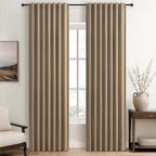 RustBrown Black Out 92 Inch Long Boho Curtains 2 Panel Set, Farmhouse Curtains for Living Room Darkening/Thermal/Noise Reduction Textured Flax Linen Drape Hook&Ring Included Chocolate 50"x92"