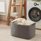 118L Extra Large Blanket Basket, 24.8" x 17.7" x 17.2" Woven Storage Basket for Living Room, Rectangle Nursery Blanket Storage for Toys, Towels, Dirty Clothes (Grey)