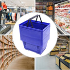 12PCS Blue Plastic Shopping Baskets with Handles, Portable Retail Baskets Grocery Basket with Handles,21L Hand Shopping Basket Set for Stores, Supermarket, Retail, Groceries Carrying