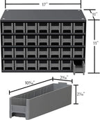 Akro-Mils Steel Garage Storage Cabinet, Small Parts Organizer Metal Cabinet for Hardware, Nails, Screws, Bolts, Nuts, and More, 17" W x 11" D x 11" H, 28-Drawer, Gray Cabinet/Black Drawers (19228)