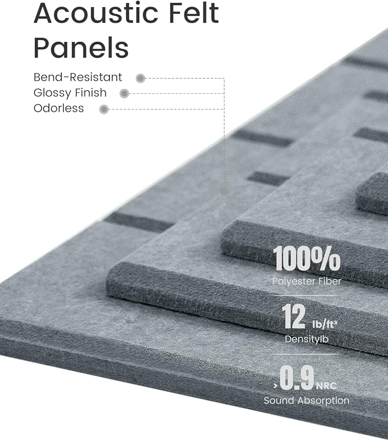 Large Felt Bulletin Board 36"x24" Cork Board Alternative - 6 Pack with 40 Safe Removable Adhesive Tabs, Cork Boards for Walls Felt Board for Home Office Classroom Pin Board-Blue Gray