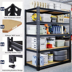 40" W Garage Shelving Unit, 2400Lbs Storage Shelves, Heavy Duty Adjustable Rack for Basement, Warehouse, Pantry, Stores, Tool Room, Freestanding Organizer