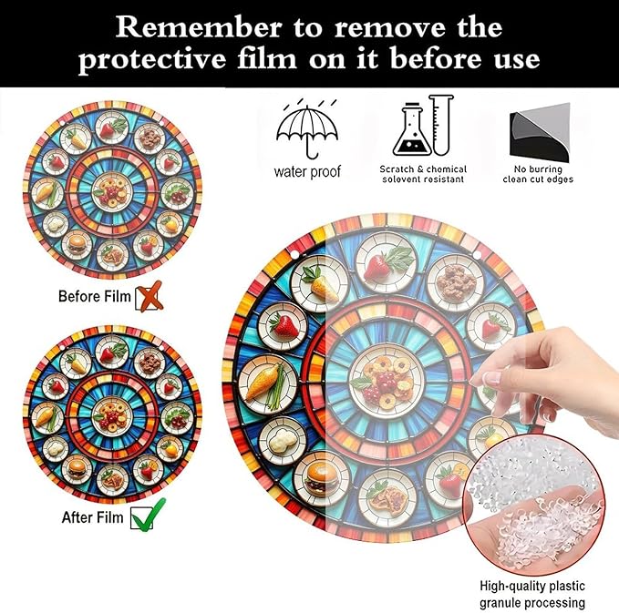 Acrylic Stained Panel Hanging-Radial Food Display Round Window Hanging Ornament,Wall Art Panel for Indoor/Outdoor Decor,Gift,Birthday for Women, Men, Wife, Aunt, and Mom 7.8in