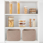 OIAHOMY 9”x9”x7” Storage Cubes, Cotton Rope Woven Baskets for Organizing, Cube Storage Bin, Small Gift Basket for Shelf, 3-Pack, Brown