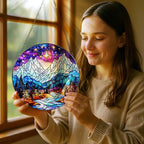 Stained Glass Window Hanging, Pauyadu 8 Inch Night Court Sun Catcher, Stained Glass Suncatcher Ornament, Suncatchers for Windows Hanging, Starlight Lover Gift, Gifts for Women, Friend, Lover