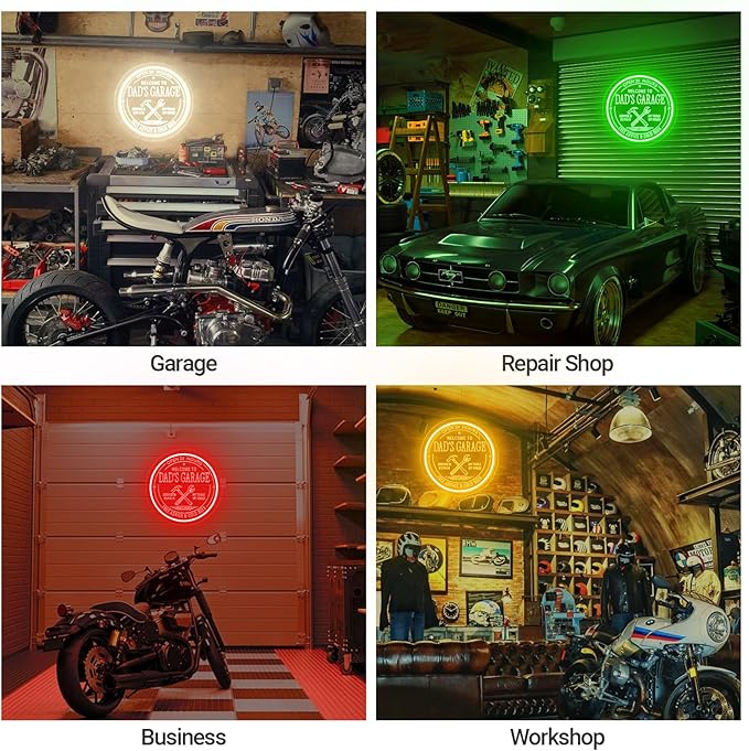 Custom Garage Neon Sign for Wall Decor, Personalized LED Neon Lights Tool Signs for Garage Workshop, Customized Garage Light Up Signs for Carport Repair Shop Carbarn Man Cave Business, Men Dad Gifts