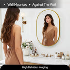 30x20 Mirror Runway Oval Wall Mounted Aluminum Alloy Metal Frame Rectangle Mirrors for Entryway Bedroom Bathroom Living Room 30 20 inch Gold