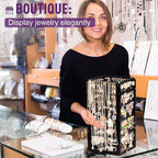 360° Rotating Jewelry Organizer Stand with 5 Layers,Acrylic Earring Holder Organizer Stand,228 Holes and 232 Grooves for Studs,Dangly Earrings,Chains,Bracelets,Necklace