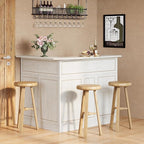 Tribesigns Bar Cabinet, L-Shaped Home Bar Table with Stemware Racks, 4-Tier Corner Bar Unit Liquor Wine Bar Table Reception Desk for Home Pub, White