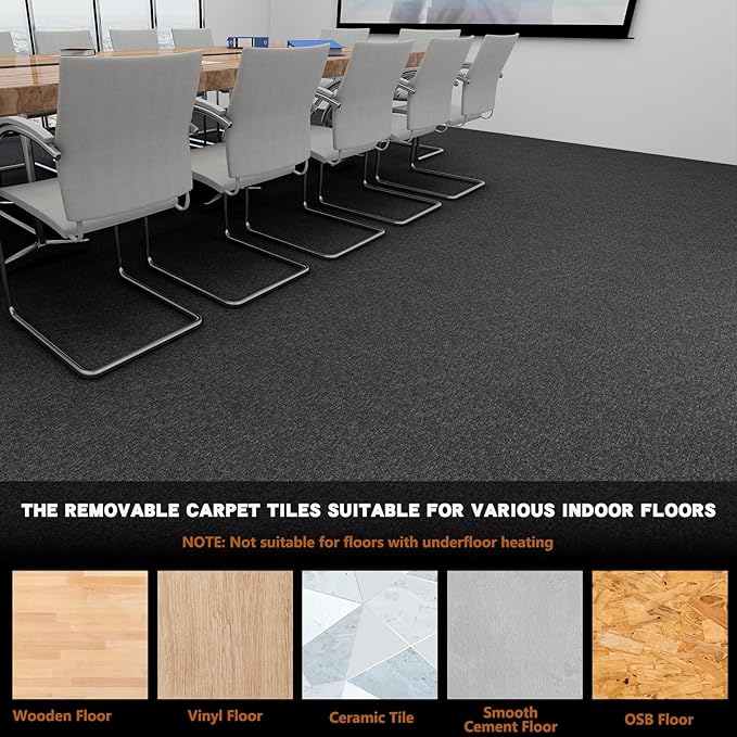 16-Pack 20"x20" Carpet Tiles, Non-Adhesive Soft Padded Floor Squares with Seamless Look for Home, Office, Indoor & Outdoor Use (43 Sq Ft) (J6)