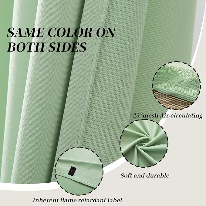 Cniuyhi Inherent Flame Retardant Hospital Curtains, Cubicle Medical Grommet Curtains for Room Divider, School Nursery, Hospital(1 Panel, Green, 9x8ft)