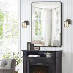 FORBATH Black Bathroom Mirror, Rectangular Vanity Mirror 30 x 48 Inch Wall Rounded Corner Metal Framed Bathroom Mirror for Living Room Bedroom Entryway Decor (Horizontal/Vertical)