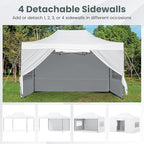 Tangkula 10x14 FT Pop Up Canopy, Outdoor Tent with 4 Sidewalls, Roll-up Door, Wheeled Bag, 4 Sandbags, 8 Stakes, 4 Wind Ropes, Portable Canopy Tent for Beach Party Event Camping (White)