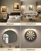EZVALO Picture Light for Wall, Rechargeable 2400mAh Battery Lights Wireless Remote, 3 Color & Dimmable Magnetic 8'' LED Lights Display for Painting, Living Room, Gallery, Bedroom, Dashboard(Gold-2P)