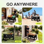Collapsible Wagon with Wheels,Wagons Carts Foldable Wagon Cart with Flexible Handle, Lightweight Portable Folding Utility Grocery Shopping Cart for Grocery Sports Garden Camping(Black)
