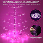 YestBuy Cupcake Stand with Pink Lights – 5 Tier Premium Cupcake Holder – Acrylic Cupcake Tower Display Stand – Cady Bar Party Décor –Acrylic Display for Pastry + LED Light String – Ideal for Weddings, Birthday (Pink)