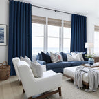 Navy Blue Blackout Curtains 108 Inch Length for Boys Rooms/Bedroom, Floor to Ceiling Track Pleated Drapes with Hooks Linen Thermal Coastal Curtain Dark Blue Window Burg 50"Wx108"Lx2Panels Back Tab