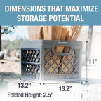 CleverMade Collapsible Milk Crate, Stone, 3PK - 25L (6 Gal) Stackable Storage Bins, Holds 50lbs Per Bin - Clevercrates are Heavy Duty, Plastic Collapsible Storage Crate for Multi Purposes