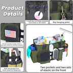 Wearable Cleaning Caddy Bag, Cleaning Organizer with Handles, Cleaning Supply Tote with Adjustable Shoulder Strap for Cleaners & Housekeeper (Green, 13.4'' x 7.3'' x 9.3'')