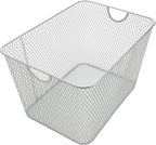 YBM Home Mesh Wire Storage Basket for Shelves, Pantry Organization, and Kitchen - Multipurpose Steel Wire Basket Holder Bin for Organizing Office Supplies, Household Toiletries and Laundry Supplies