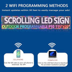 HS P10 115'’x20’’ Programmable Led Sign, Outdoor Digital Scrolling Signs, Open Neon Signs, Electronic Message Display Screen Banner Board, Full Color High Brightness WIFI Control Customized text for Business Store Advertising Restaurant Window