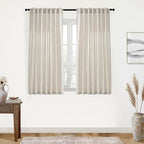 XTMYI Back Tab/Hook Belt Linen Cotton Sheer Curtains for Bedroom 2 Panels,45 Inch Length,Oatmeal Beige