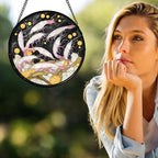 Stained Glass Window Hanging - Pink Shrimp Suncatcher for Doors Garden Marine Life Sun Catchers Decor Christmas Mother's Day Birthday Gifts for Women Men Mom Nana Friend Boys Girls 9.8 in