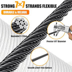 AHEONLAR 500FT 1/8" T316 Stainless Steel Cable for Railing,7x7 Wire Rope with Cutter,1850 lb Breaking Strength,Deck Stair Fence Hardware Kit for Indoor Outdoor Use,Black
