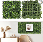 Artificial Grass Wall Panels, 12 PCS 10"x10" Boxwood Hedge Wall Panels with 100 Zip Ties, Boxwood Panels Backdrop for Outdoor Indoor Decorative Garden Fences Backyard Patio Privacy Hedge