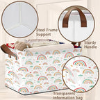 Rainbow Colors Storage Basket Large 17x11.5x10.5 Inche-Collapsible Fabric Organizer Bin with Handles for Kids Room, Nursery, Playroom-Foldable Decorative Hamper with Multicolor Arc Design-Single Pack