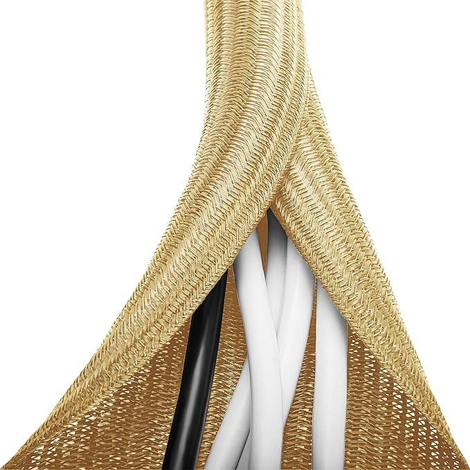 6.6ft - 4/5 inch Gold Cable Sleeve, Cable Organizer for Desk PC TV Computer, Wire Protector Cable Wrap Cover, Cord Management for Home Office