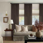 Dark Chocolate Pinch Pleated Linen 120 Inch Curtains 2 Panels for Living Room Bedroom Memory Training Shaped Semi Sheer Pleat Drapes with Hooks Rings Light Filtering Window Curtain 40x120