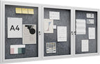 72"x36" Lockable Enclosed Bulletin Board, Outdoor Flet Weather-Resistant Aluminum Frame Notice Board, Wall Mounted Display Case Acrylic Doors for School,Office,Silver Frame w/Grey Flet
