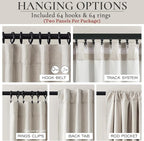 Extra Wide 100 Inch Blackout Curtains 96 Inches Long for Living Room, Rustic Boho Room Darkening Textured Linen Pleated Dining Room Office Insulated Ceiling Track Window Drapes 100"W x 96"L 2 Panels