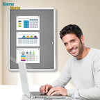 38"x28" Enclosed Bulletin Board Tamper-Proof Dispaly Case,Grey Fabric&Aluminium Frame,Shatter Resistant Lockable Bulletin Board with Clear Acrylic Door for School,Office,Mall,Community,Hospital,Church
