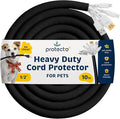 PROTECTO Heavy Duty Dog & Cat Cord Protector 10ft Long Sleeve, Easy-to-Use 1/2 in Cord Cover for Pet, Odorless Black Color, No Chew Solution for Power, Audio & Video Wire Tubing, Fits 6-8 Cables