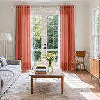 Coral Semi Sheer Linen Blend Curtains 108 Inches Long 2 Panels Set Back Tab Loop Pocket Light Filtering Boho Large Window Decor Extra Long Drapes for High Ceiling Living Room 52x108