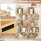 Giantex 5-Tier S-Shaped Bookcase, Bamboo Bookshelf with Open Cubes, Geometric Corner Display Shelf, Decorative Storage Organizer, Floor Storage Rack for Living Room, Home Office, Natural