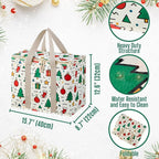 VENO 2 Pack Cooler Bag, Insulated Grocery Bags for Food Delivery, Collapsible Cooler, Reusable Shopping Bags for Groceries, Hard Bottom, Zippered, Foldable, Christmas Pattern (Jingle Mix, 2 Pack)