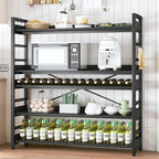 HCHQHS 5 Tier Bookshelf, Adjustable Industrial Bookcase, Vertical Tall Book Shelf, Wood and Black Metal Open Bookshelves for Home Office, Living Room, Bedroom