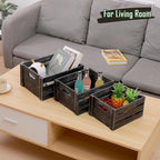 Storage Crates 3 Pack Wooden Nesting Crates with Handles,Rustic Storage Container Boxes,Farmhouse Decorative Baskets for Storage,Display,Decor,Black