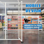 Grid Wall Panels with Wheels, 4 x 5.5Ft Gridwall Panel Display Stand, Sturdy Art Display Panels, Grid Display Stand, White