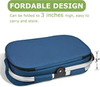 Tirrinia Large Insulated Picnic Basket, 34L Water Resistant & Leakproof Collapsible Portable Cooler Basket Set with Aluminium Handle for Travel, Shopping, Camping,Foldable Grocery Bag, Blue