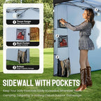 CROWN SHADES Canopy Tent, 10 x 10 Foot Portable Pop Up Outdoor Shelter with Pocket Sidewall, Push Center Lock, UV Protection, and Carry Bag, Black