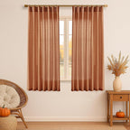 XTMYI Burnt Orange Curtans 63 Inch Length for Bedroom,Sheer Linen Light Filtering Fall Autumn Farmhouse Drapes for Living Room Decor